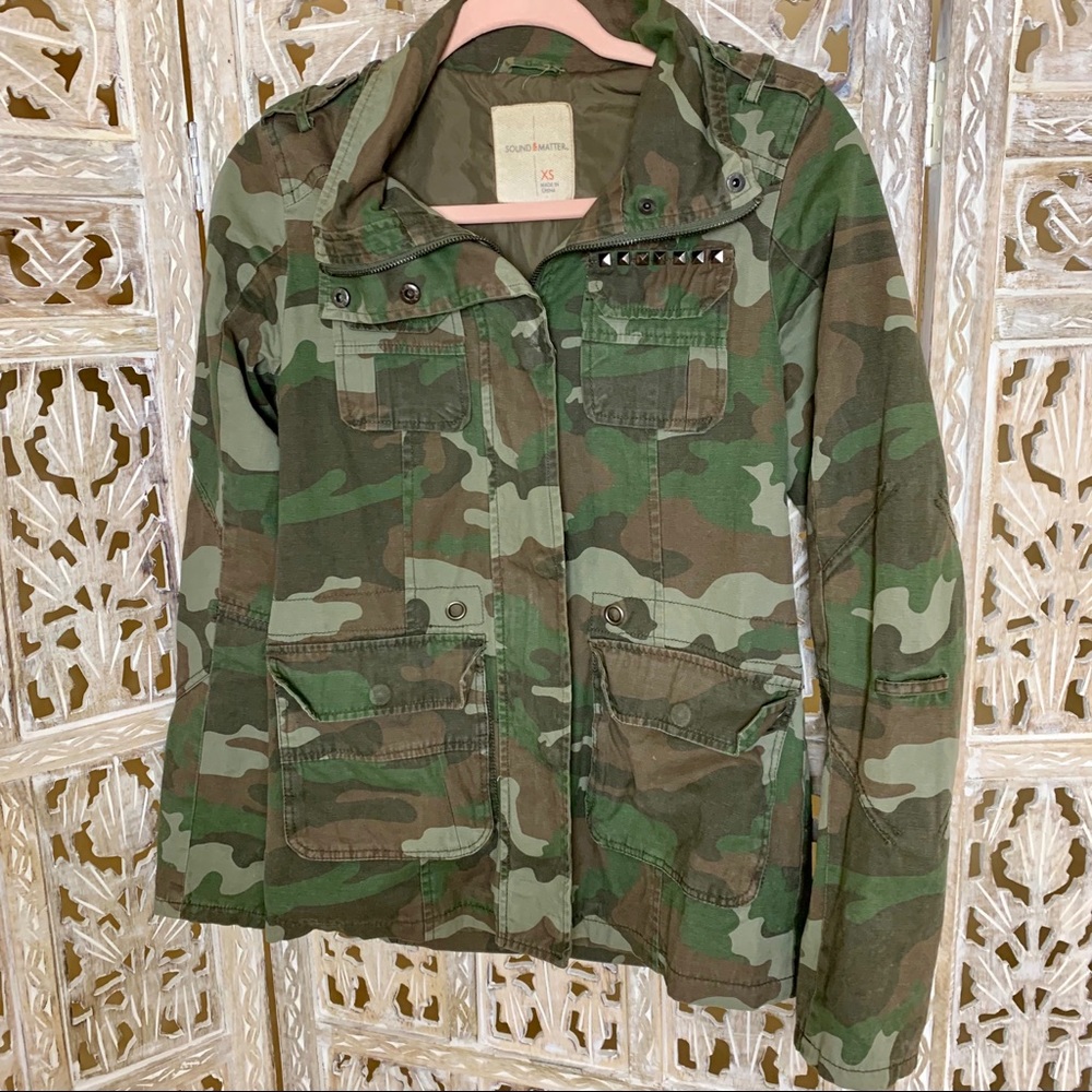 SOUND & MATTER ARMY GREEN CAMO MILITARY JACKET